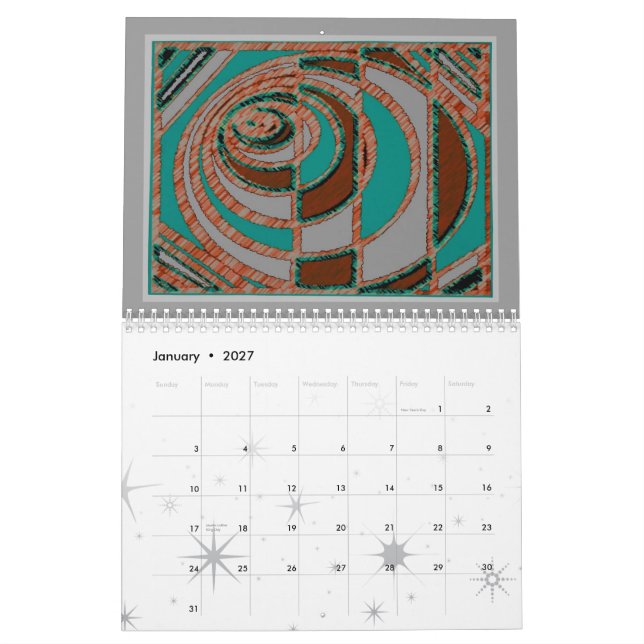 (heretofore) den abstrakt konst-/designkalendern kalender (Jan 2027)