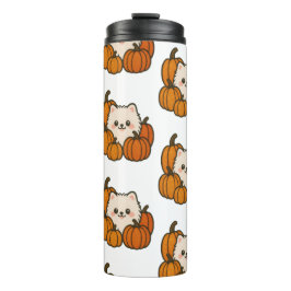 Herfst Drinkfles met Pomeranian en Pompoen