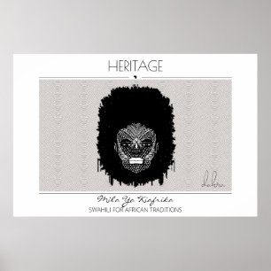 Heritage African Woman with Tribal Ansikte Marks Poster