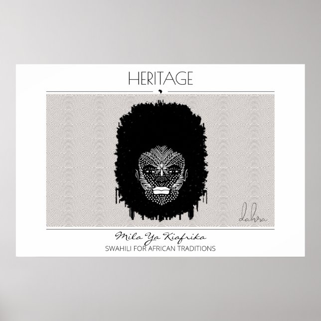 Heritage African Woman with Tribal Ansikte Marks Poster (Framsidan)