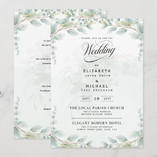 Heritage Eucalyptus Leaves Botanical RSVP Bröllop Inbjudningar