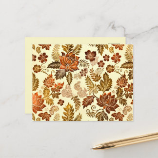Heritage Koppar Varm Guld Blommig Design Vykort