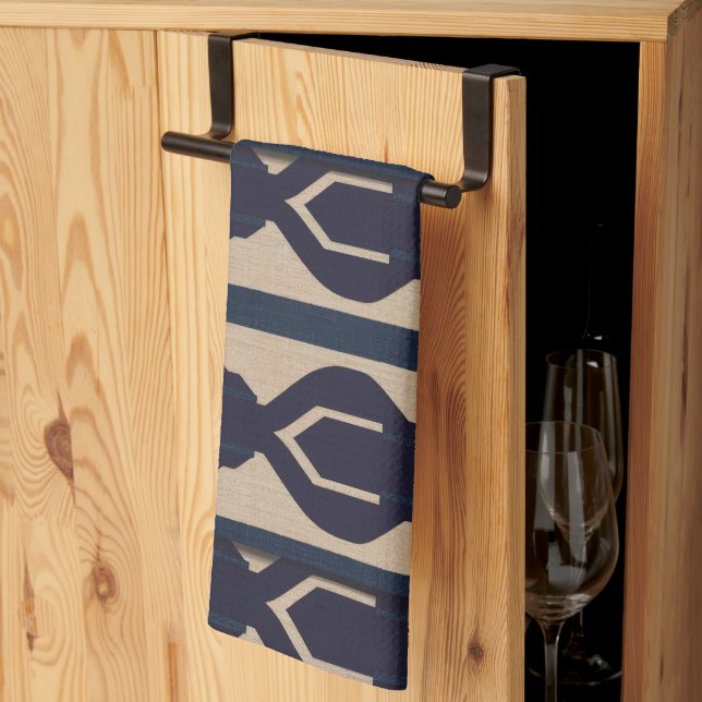 Heritage Luxe No. 2 (sand + blue)   Kökshandduk (Thirds Fold)