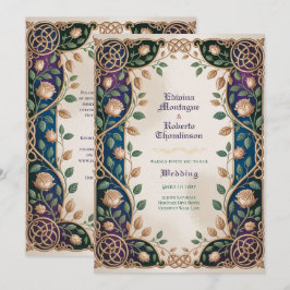 Heritage Medieval Celtic Knot Jewel Gold Wedding Inbjudningar