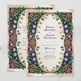 Heritage Medieval Celtic Knot Jewel Gold Wedding Inbjudningar