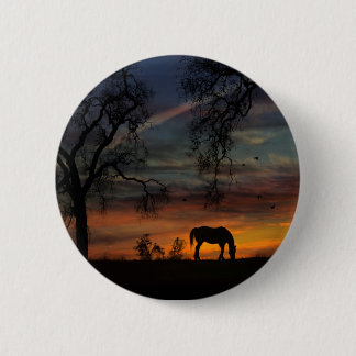 Heritage Oak Träd och Horse in Sunrise Buttons Knapp
