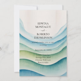 Heritage Ocean Wave Watercolor Coastal Wedding Inbjudningar