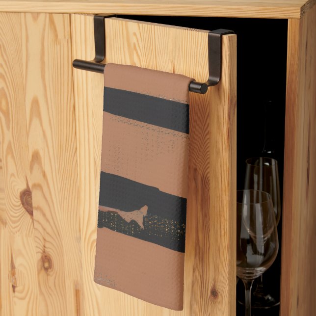 Heritage Stripe (terracota + black)   Kökshandduk (Thirds Fold)