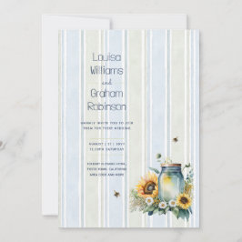 Heritage Sunflower and Bee Mason Jar Wedding Inbjudningar