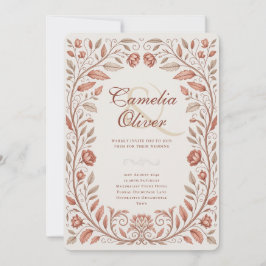 Heritage Victorian Botanical Terracotta Wedding Inbjudningar