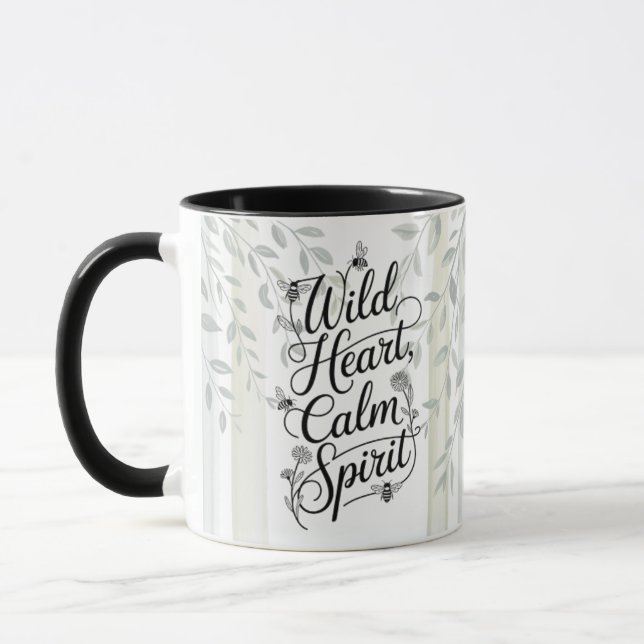 Heritage Wild Heart Calm Spirit Botanical Quote Mugg (Vänster)