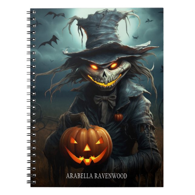 Herlig, gotisk Fågelskrämma Halloween-skräcken Anteckningsbok (Framsidan)