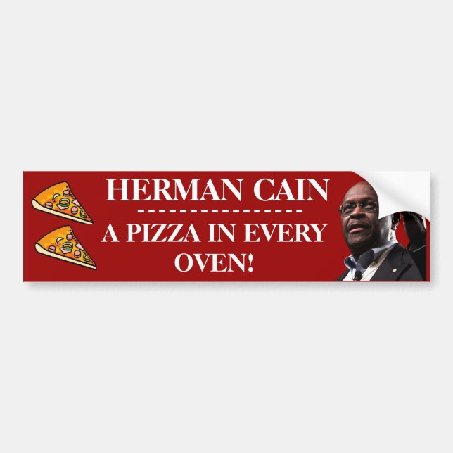 Herman Cain: En Pizza i varje röd bakgrund för ugn Bildekal (Framsidan)
