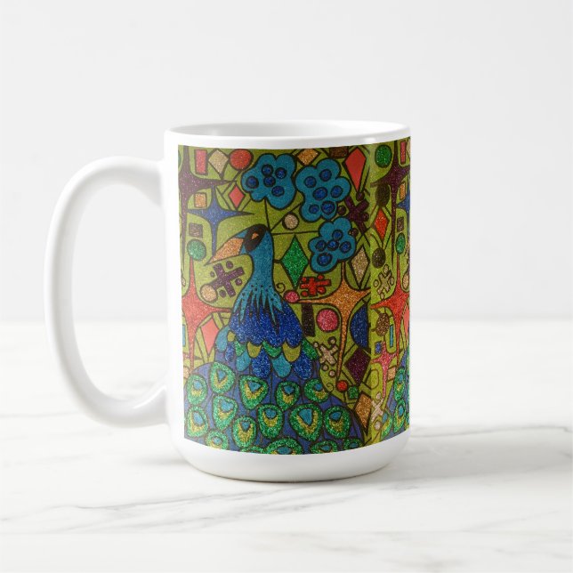 Herman, Magic Glitter Peacock Kaffemugg (Vänster)