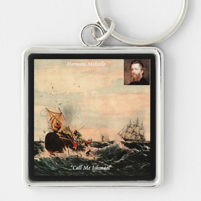 Herman Melville Kalla mig Ishmael Citat Fyrkantig Silverfärgad Nyckelring (Framsidan)
