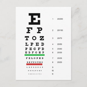 Herman Snellen Öga Chart to Estimate Visual Acuity Vykort