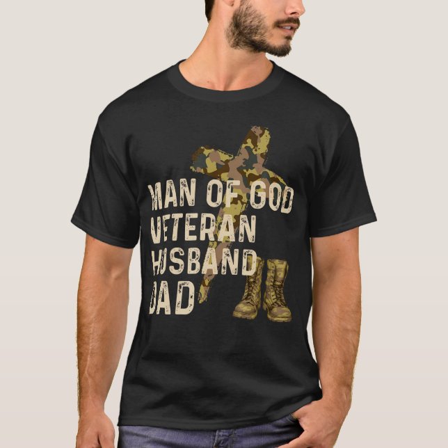 Herman vid Gud Veteran Make Pappa Christian Jesus  T Shirt (Framsida)