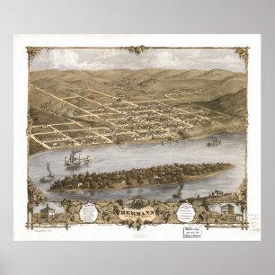 Hermann Missouri 1869 Antique Panoramic Karta Poster