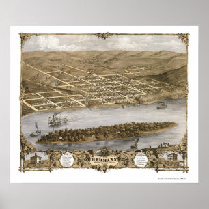 Hermann, MO Panoramic Karta - 1869 Poster