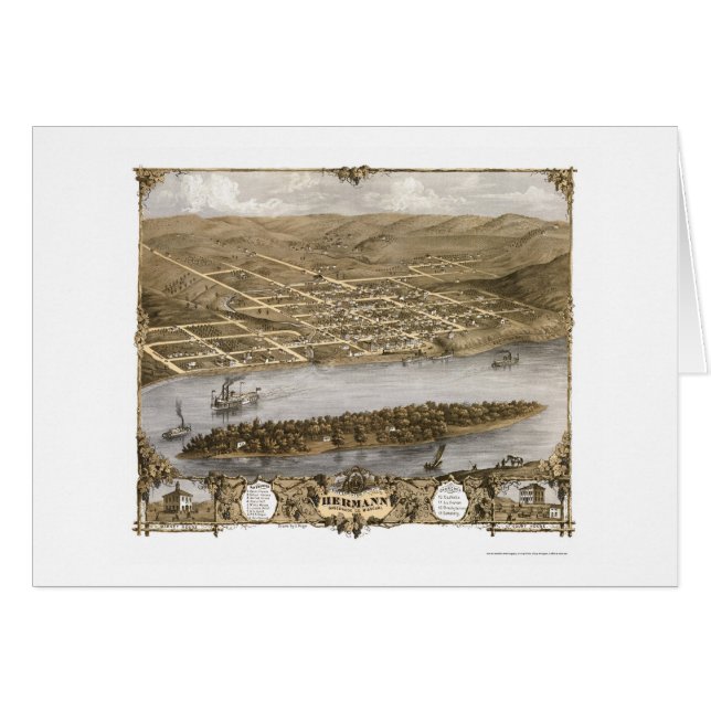 Hermann panorama- karta för MO - 1869 Hälsningskort (Framsidan Horizontal)