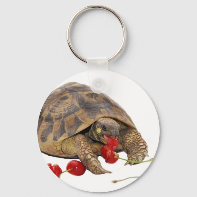 Hermann Tortoise och jordgubbar Nyckelring (Framsida)