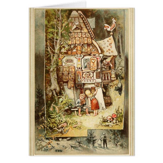 Hermann Vogel - Hansel och Grethel Hälsningskort (Framsidan)