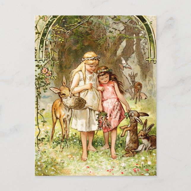 Hermann Vogel - Snö White och Ro Red Vykort (Framsida)