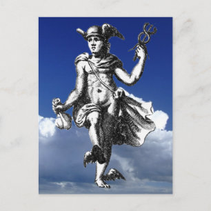 Hermes Mercury Medieval Alchemist Vykort
