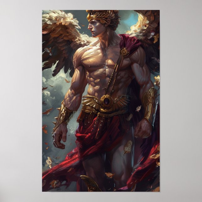 Hermes Mythology Poster med orädda uttryck (Framsidan)