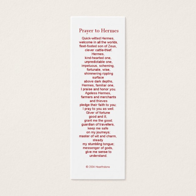 Hermes Prayer Card Litet Visitkort (Framsidan)