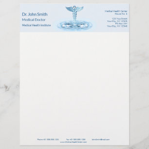 Hermes Rod Blue Caduceus Vatten Ripples Medical Brevhuvud