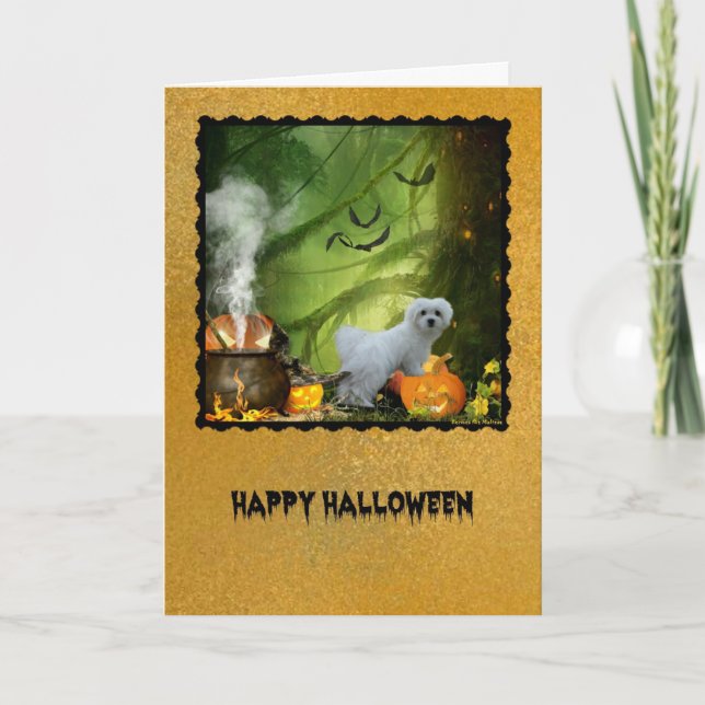 Hermes the Maltese Halloween Greeting Card Kort (Framsida)