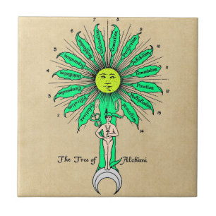 Hermes träd av alkemi kakelplatta