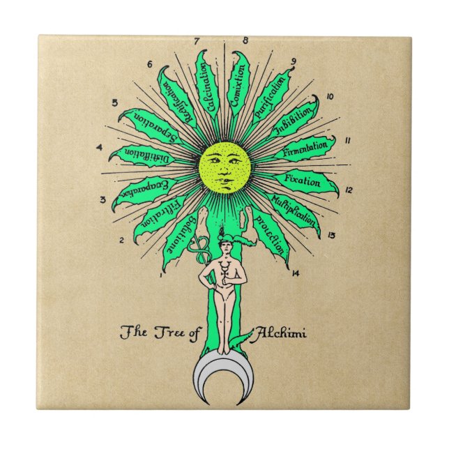 Hermes träd av alkemi kakelplatta (Framsidan)
