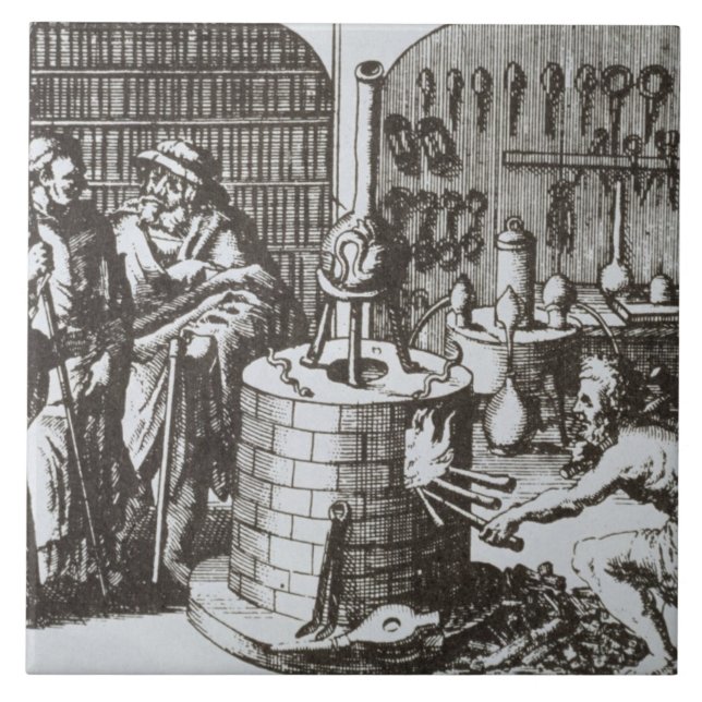 Hermetiska filosofer och en alkemist, från 'musa kakelplatta (Framsidan)