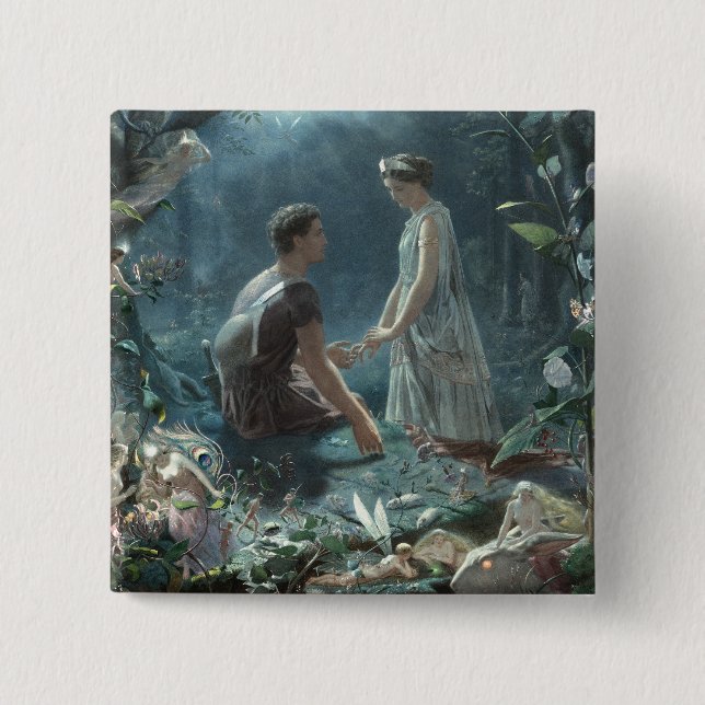 Hermia Lysander & älvor Midsommar Dröm Knapp (Framsida)