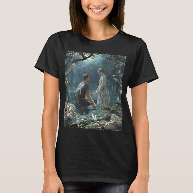 Hermia Lysander & älvor Midsommar Night Dream T Shirt (Framsida)