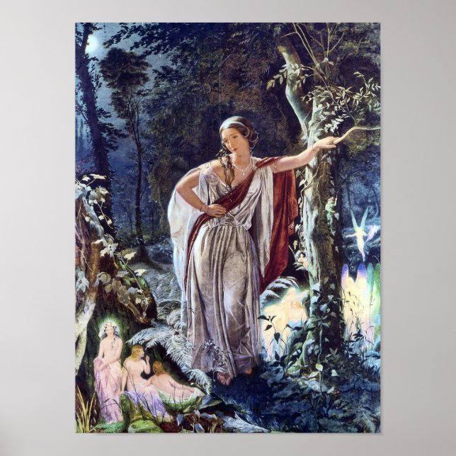 Hermia och Älvorna Victorian Fairy Art Print Poster (Framsidan)