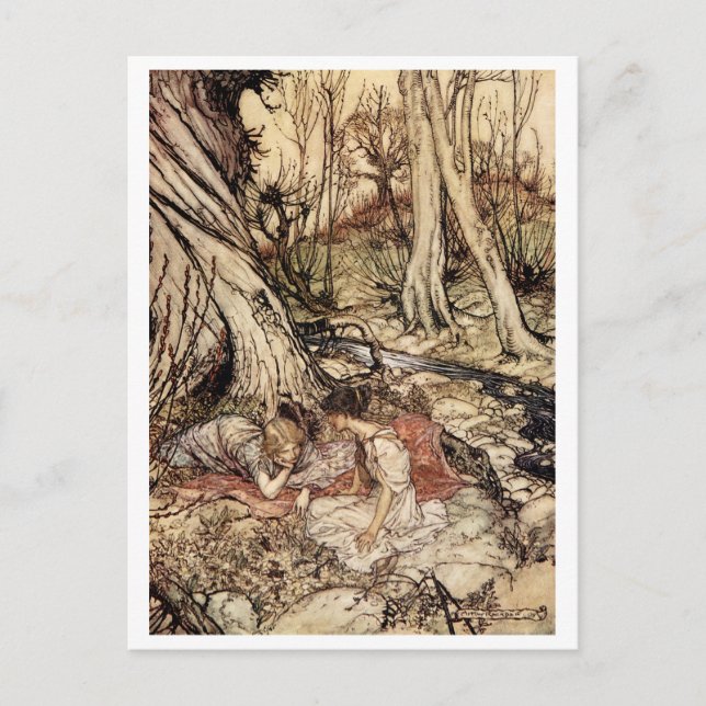 Hermia och Lysander Vykort (Framsida)