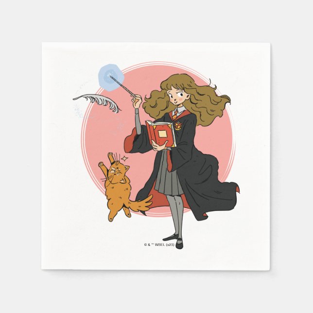 Hermione och Crookshanks Wingardium Leviosa Pappersservett (Framsidan)