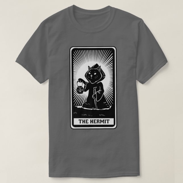 Hermit Cat Tarot Card T Shirt (Design framsida)