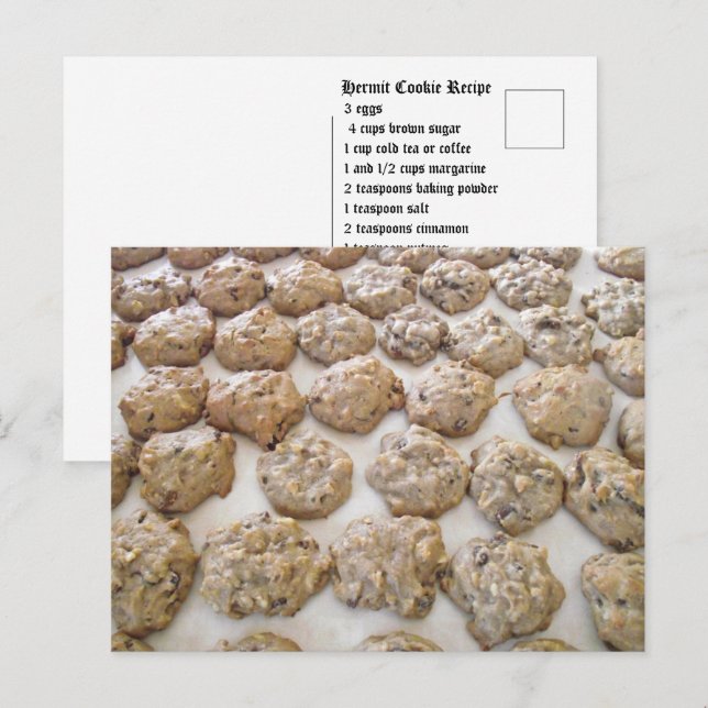 Hermit Cookie Recipe Vykort (Fram/baksida)