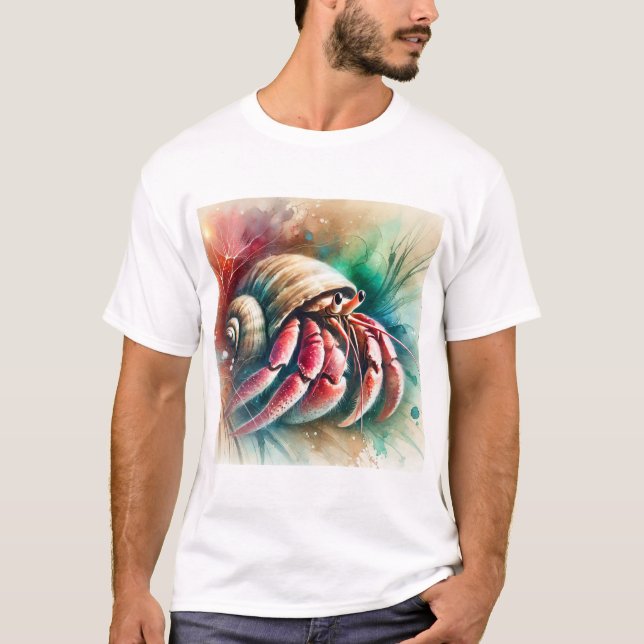 Hermit Crab 090724AREF102 - Watercolor T Shirt (Framsida)