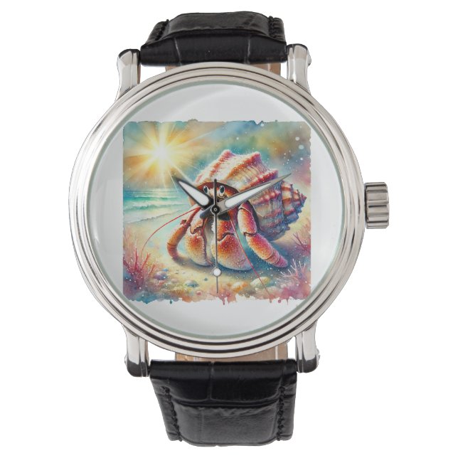 Hermit Crab 100724AREF103 - Watercolor Armbandsur (Framsida)