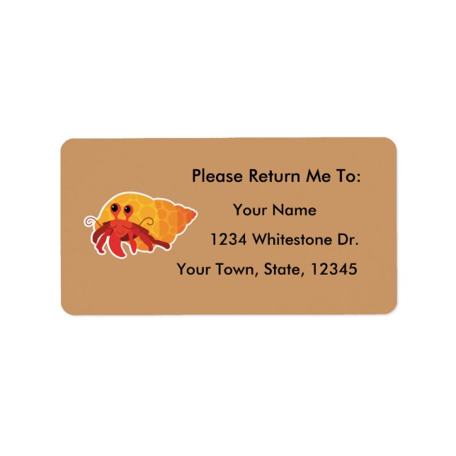 Hermit Crab Reading Bookplåtar Sticker Gift Adressetikett (Framsidan)