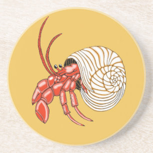 Hermit Crab Sandstone Drink Coasters Underlägg