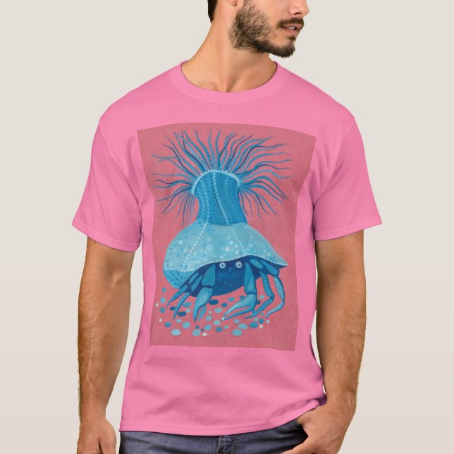 Hermit Crab, Undervattenskustall, Djurets Rosa Blu T Shirt (Framsida)