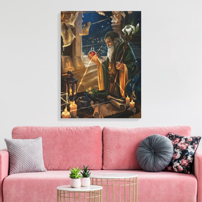 Hermit-kortillustration - alkemikonst canvastryck (Insitu (Vardagsrum))