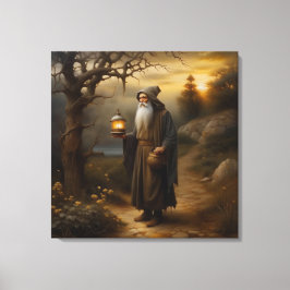 Hermit med en lantern. Hermit från tarot Canvastryck
