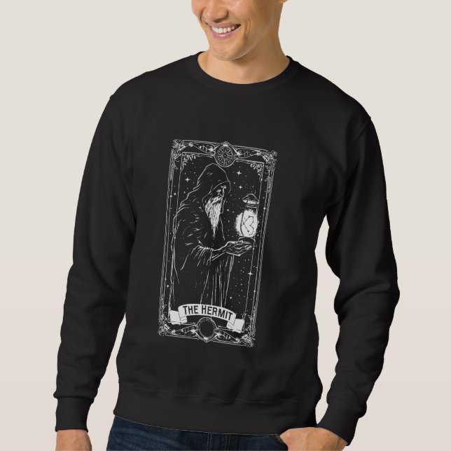 Hermit Mystical Tarot Card Major Arcana Witchy Lång Ärmad Tröja (Framsida)